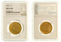 Vereinigte Staaten von Amerika
Unabhängigkeit, seit 1776
Braided Hair Cent 1847 over 1847, komplette Jahreszahl nach rechts versetzt im Stempel über...