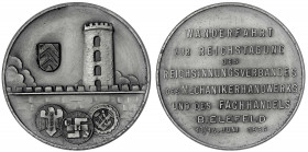 Drittes Reich
Aluminiummedaille 1936. Wanderfahrt zur Reichstagung des Reichsinnungsverbandes des Mechanikerhandwerks und des Fachhandels Bielefeld. ...