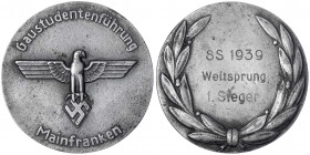 Drittes Reich
Zinkmedaille 1939. Gaustudentenführung Mainfranken. Sommersemester (SS) 1939 Weitsprung 1. Sieger. 77 mm. sehr schön