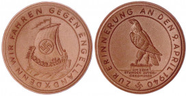 Drittes Reich
Porzellanmedaille Besetzung von Norwegen 1940, braun. 50 mm. prägefrisch. Scheuch 1868a.