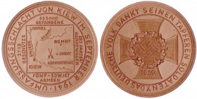 Drittes Reich
Porzellanmedaille Umfassungsschlacht von Kiew 1941, braun. 50 mm. prägefrisch. Scheuch 1875a.
