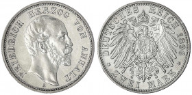 Anhalt
Friedrich I., 1871-1904
2 Mark 1896 A. vorzüglich. Jaeger 20.