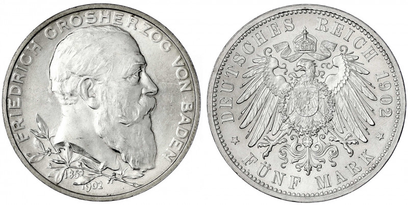 Baden
Friedrich I., 1856-1907
5 Mark 1902. 50 jähriges Regierungsjubiläum. fas...