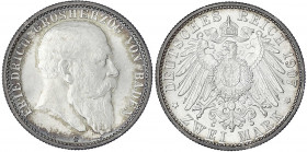 Baden
Friedrich I., 1856-1907
2 Mark 1907 G. fast Stempelglanz, Prachtexemplar mit herrlicher Patina. Jaeger 32.
