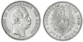 Hessen
Ludwig III., 1848-1877
5 Mark 1875 H. sehr schön/vorzüglich, winz. Kratzer. Jaeger 67.