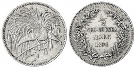 Deutsch-Neuguinea
Neuguinea Compagnie
1/2 Neuguinea-Mark 1894 A, Paradiesvogel. sehr schön/vorzüglich, kl. Randfehler. Jaeger 704.