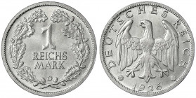Kursmünzen
1 Reichsmark, Silber 1925-1927
1926 D. fast Stempelglanz. Jaeger 319.