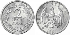 Kursmünzen
2 Reichsmark, Silber 1925-1931
1925 J. fast Stempelglanz. Jaeger 320.