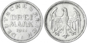 Kursmünzen
3 Mark, Silber 1924-1925
1924 E. gutes sehr schön. Jaeger 312.