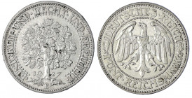 Kursmünzen
5 Reichsmark Eichbaum Silber 1927-1933
1927 E. gutes sehr schön. Jaeger 331.