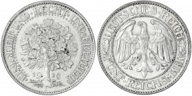 Kursmünzen
5 Reichsmark Eichbaum Silber 1927-1933
1928 F. gutes vorzüglich. Jaeger 331.