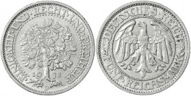 Kursmünzen
5 Reichsmark Eichbaum Silber 1927-1933
1932 D. gutes vorzüglich. Jaeger 331.