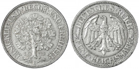 Kursmünzen
5 Reichsmark Eichbaum Silber 1927-1933
1932 E. fast vorzüglich, kl. Kratzer. Jaeger 331.