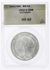 Kursmünzen
5 Reichsmark Eichbaum Silber 1927-1933
1932 G. Im ANACS-Blister mit Grading MS 62. fast Stempelglanz. Jaeger 331.