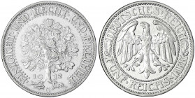 Kursmünzen
5 Reichsmark Eichbaum Silber 1927-1933
1932 G. sehr schön/vorzüglich. Jaeger 331.