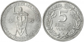 Gedenkmünzen
5 Reichsmark Rheinlande
1925 A. vorzüglich/Stempelglanz. Jaeger 322.