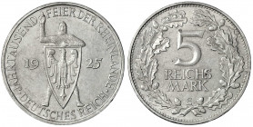 Gedenkmünzen
5 Reichsmark Rheinlande
1925 E. gutes vorzüglich. Jaeger 322.