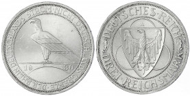 Gedenkmünzen
3 Reichsmark Rheinstrom
1930 A. prägefrisch/fast Stempelglanz, kl. Randfehler. Jaeger 345.