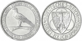 Gedenkmünzen
3 Reichsmark Rheinstrom
1930 D. gutes vorzüglich, min. berieben. Jaeger 345.