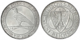Gedenkmünzen
5 Reichsmark Rheinstrom
1930 E. fast Stempelglanz, selten in dieser Erhaltung. Jaeger 346.