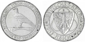 Gedenkmünzen
5 Reichsmark Rheinstrom
1930 E. sehr schön/vorzüglich, etwas berieben. Jaeger 346.