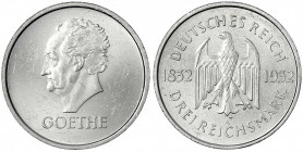 Gedenkmünzen
3 Reichsmark Goethe
1932 A. vorzüglich/Stempelglanz. Jaeger 350.