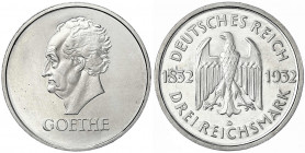 Gedenkmünzen
3 Reichsmark Goethe
1932 D. Polierte Platte, berieben. Jaeger 350.