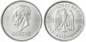 Gedenkmünzen
3 Reichsmark Goethe
1932 D. vorzüglich/Stempelglanz, Randfehler. Jaeger 350.