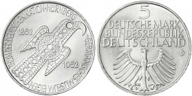 Gedenkmünzen
5 Deutsche Mark, Silber, 1952-1979
Germanisches Museum 1952 D. fast Stempelglanz, Prachtexemplar. Jaeger 388.