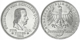 Gedenkmünzen
5 Deutsche Mark, Silber, 1952-1979
Schiller 1955 F. prägefrisch/fast Stempelglanz. Jaeger 389.