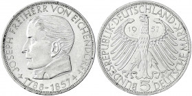 Gedenkmünzen
5 Deutsche Mark, Silber, 1952-1979
Eichendorff 1957 J. vorzüglich/Stempelglanz. Jaeger 391.
