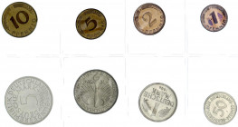 Kursmünzensätze
1 Pfennig - 5 Deutsche Mark, 1964-2001
1968 F. O.B.H. Auflage nur 3100 Sätze. Polierte Platte, selten