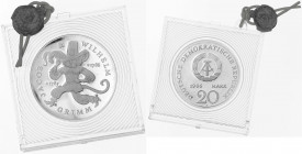 Gedenkmünzen der DDR
20 Mark 1986 A, Grimm. Polierte Platte, original verplombt. Jaeger 1607.