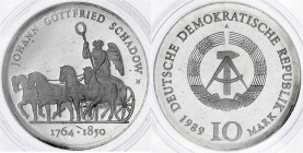 Gedenkmünzen der DDR
10 Mark 1989 A, Schadow. Polierte Platte, original verschweißt. Jaeger 1629.