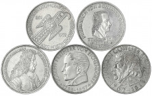 Deutschland allgemein
Kleiner Nachlaß mit Bundesrepublik, die ersten sieben 5 DM Gedenkmünzen 1952 bis 1967 Germ. Museum, Schiller, Markgraf, Eichend...