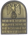 Deutschland
Drittes Reich, 1933-1945
Tagungsabzeichen 1934. Kreis-Parteitag Memmingen. 33 X 26 mm. vorzüglich. Tieste 34-01.