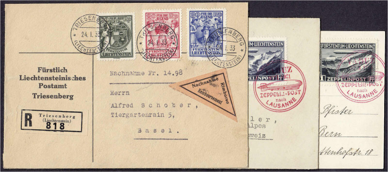 Ausland
Liechtenstein
1 Fr. und 2 Fr. Zeppeline und Jugendfürsorge 1931/1932, ...