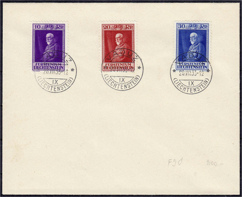 Ausland
Liechtenstein
80. Geburtstag von Fürst Franz I. 1933, kompletter Satz ...