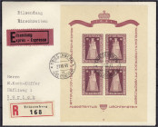 Ausland
Liechtenstein
Madonna von Dux 1941, sauber gestempelter Kleinbogen auf wunderschönen Einschreiben-Eilbotenbrief, entwertet ,,TRIESENBERG 21....