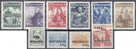 Ausland
Österreich
Wohlfahrt + Winterhilfe 1933, zwei komplette Sätze in postfrischer Erhaltung. Mi. 535,-€. ** Michel 557-566.