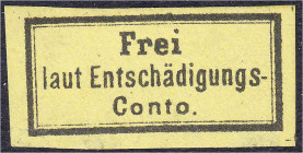 Deutschland
Deutsches Reich
Gebührenzettel für Dienstpostsendungen der Eisenbahn 1874, ungebraucht, geprüft Georg Bühler. * Michel D I.