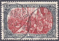 Deutschland
Deutsches Reich
5 M. Reichspost 1900, sauber gestempelt, geprüft Jäschke BPP. Mi. 500,-€. gestempelt. Michel 66 II.