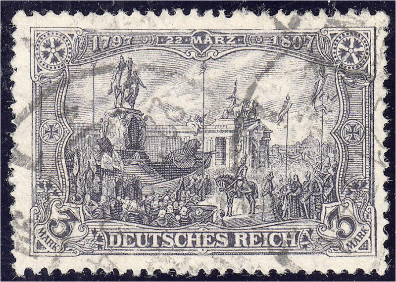 Deutschland
Deutsches Reich
3 M schwärzlich- bis schwarzviolettgrau 1920, gest...