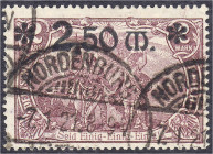 Deutschland
Deutsches Reich
2.50 M auf 2 M Freimarken 1920, sauber gestempelt, geprüft Infla. Mi. 250,-€. gestempelt. Michel 118 a.