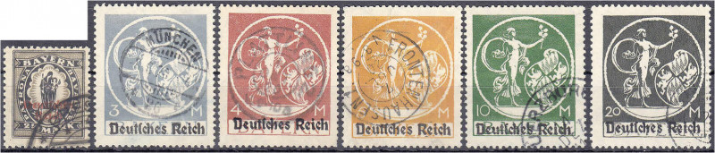 Deutschland
Deutsches Reich
2 1/2 M - 20 M Freimarken 1920, komplette Serie de...