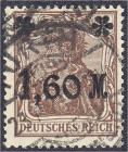 Deutschland
Deutsches Reich
1.60 M auf 5 (Pf.) Freimarken 1921, stumpfer Aufdruck (II b), sauber entwertet in ,,FÜRTH 23.11.20 11-12 V". Fotoattest ...