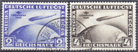 Deutschland
Deutsches Reich
2 M + 4 M Südamerikafahrt 1930, kompletter Satz in gestempelter Erhaltung, beide Werte tiefst geprüft Schlegel BPP. Mi. ...
