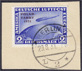 Deutschland
Deutsches Reich
2 M Polarfahrt 1931, sauber gestempelt auf Briefstück, geprüft Schlegel BPP. Mi. 260,-€. gestempelt. Michel 457.