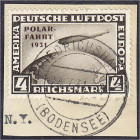 Deutschland
Deutsches Reich
4 M Polarfahrt 1931, sauber gestempelt auf Briefstück. Mi. 900,-€. gestempelt. Michel 458.