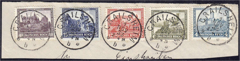 Deutschland
Deutsches Reich
Nothilfe 1932, sauber gestempelter Satz auf Briefs...